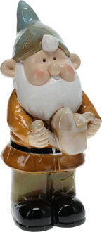 Tuinkabouter geel met gieter 33 cm decoratie beeld