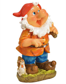 Tuinkabouter - met bijl en eekhoorn - polystone - 38 cm