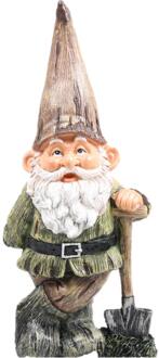 Tuinkabouter met schep 18x12x39cm groen