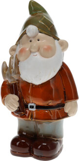 Tuinkabouter rood met hark 27 cm decoratie beeld