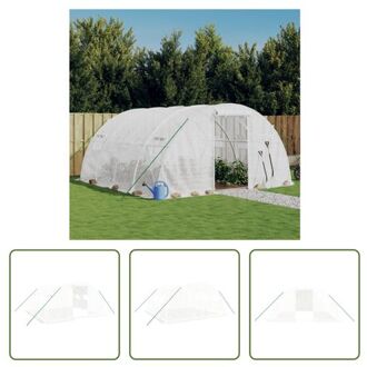 Tuinkas - 4 x 4 x 2 m (L x B x H) - PE en gegalvaniseerd staal - Wit - Inclusief 2 ritsen