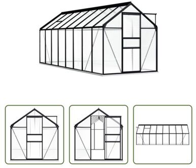 Tuinkas Aluminium Polycarbonaat - 190 x 490 x 132/202 cm - 9.31 m² - 15.548 m³