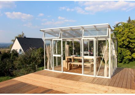 Tuinkas Aphrodite 11500 - Veiligheidsglas 3mm En Polycarbonaat 10mm - Wit - 393x295x242cm