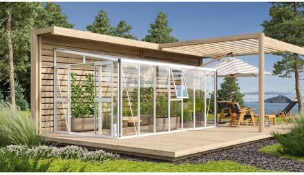 Tuinkas Athena 11900 - Veiligheidsglas 3 Mm En Polycarbonaat 10 Mm - Wit - 266x460x239 Cm