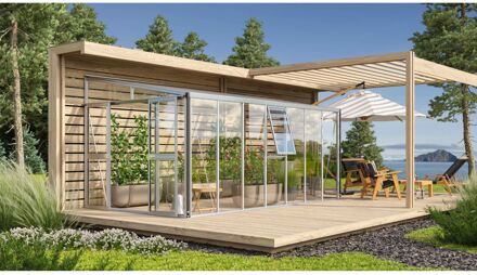 Tuinkas Athena 11900 - Veiligheidsglas 3mm En Polycarbonaat 10mm - Aluminium - 266x460x239cm