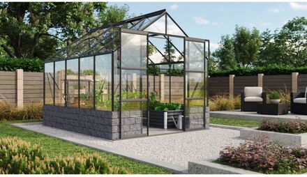 Tuinkas Cassandra 8300 + Basis Antraciet - Veiligheidsglas 3mm - Zwart - 257x323x249cm