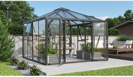 Tuinkas Fortuna - Veiligheidsglas 10mm + Polycarbonaat 10mm - Zwart - 317x322x265cm