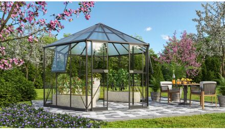 Tuinkas Galaxis 9000 - Veiligheidsglas 6mm En Polycarbonaat 6mm - Zwart - 336x383x283cm