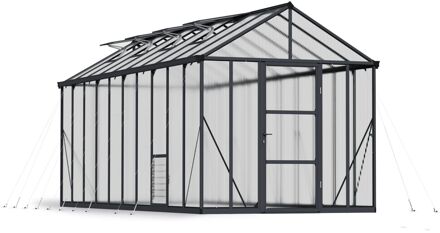 Tuinkas Glory 8x20 - Polycarbonaat 10mm - Grijs - 253x604x269 Cm