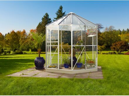 Tuinkas Hera 4500 - Veiligheidsglas 3mm/polycarbonaat 6mm - Wit - 221x253x188cm