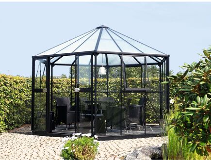 Tuinkas Hera 9000 - Veiligheidsglas 3mm/polycarbonaat 6mm - Zwart - 336x383x188cm