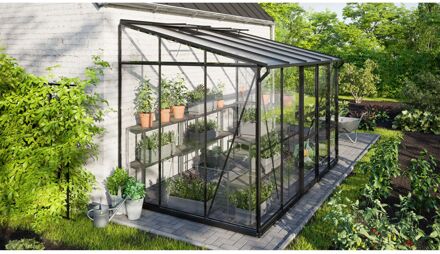 Tuinkas Ida 6500 - Veiligheidsglas 3mm En Polycarbonaat 6mm - Zwart - 324x201x221cm