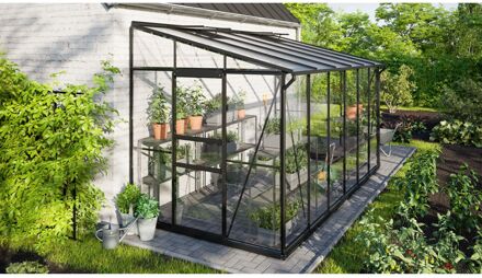 Tuinkas Ida 7800 - Veiligheidsglas 3 Mm + Polycarbonaat 6 Mm - Zwart - 387x201x221 Cm