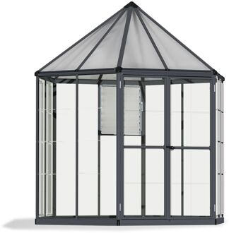 Tuinkas Oasis Hexagonaal 8 Ft - Polycarbonaat 10mm - Grijs - 213x247x267cm