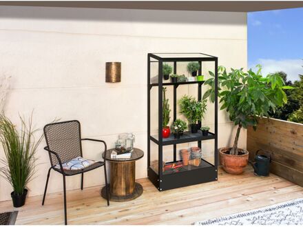 Tuinkas Polis 350 - Veiligheidsglas 3mm - Zwart - 81x43x166cm