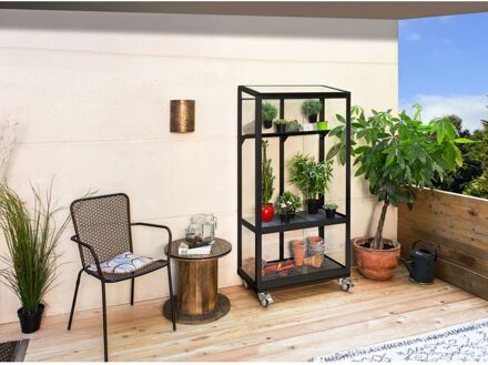 Tuinkas Polis 350 - Veiligheidsglas 3mm - Zwart - 81x43x168cm