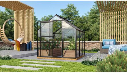 Tuinkas Venus 3800 - Veiligheidsglas 3 Mm - Zwart - 195x195x197 Cm