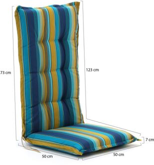 Tuinkussen hoge rug 123x50cm - Laagste prijsgarantie! Blauw/Geel/Groen