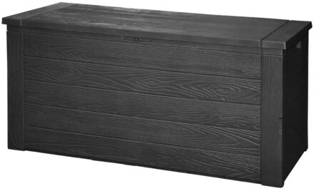 Tuinkussen opbergbox hout motief 120 cm - Kussenboxen Zwart