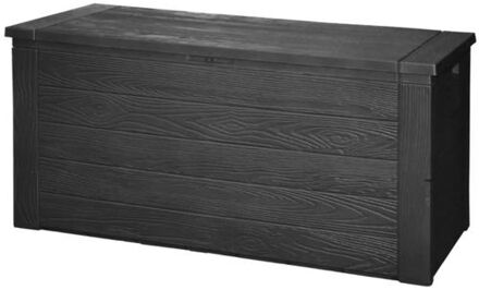 Tuinkussen opbergbox hout motief 120 cm - Kussenboxen Zwart