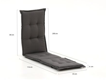tuinkussens voor deckchair 195x45cm - Laagste prijsgarantie! Zwart