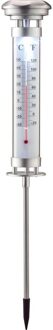 tuinlamp-thermometer - solar - 57 cm - brandtijd 6-8 uur Zilverkleurig