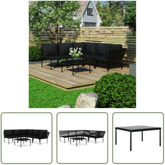 Tuinloungeset - 190 x 200 x 65 cm - Zwart/Antraciet - PVC/Staal - Dik gevoerde kussens