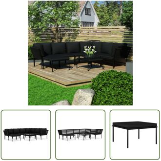 Tuinloungeset - Black - Anthracite - 260 x 200 x 65 cm - PVC/Steel/Fabric - 8 Persons Zwart