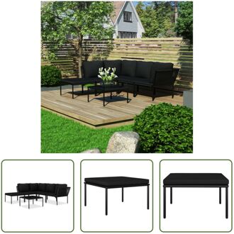 Tuinloungeset - PVC draad - Staal - Zwart/antraciet - 190x200x65cm