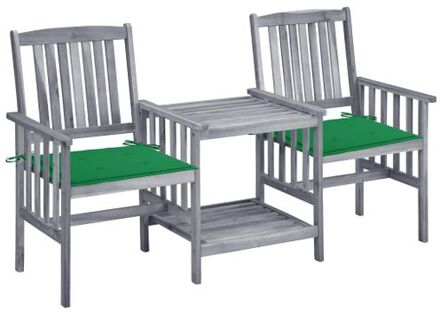 Tuinmeubelen - Acaciahouten tweezitstoel met tafeltje - Grijs - 159x61x92 cm