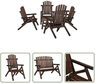 Tuinmeubelen - Houten loungeset - 68 x 86 x 103 cm - Massief vurenhout Bruin