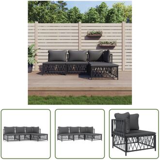 Tuinmeubelen - Loungeset Antraciet - 72 x 72 x 66 cm - Geweven stof en gepoedercoat staal Grijs