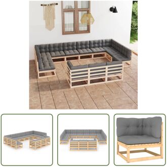 Tuinmeubelen - Loungeset - Grenenhout - Grijs - 70x70x67cm