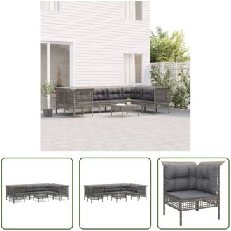 Tuinmeubelen Loungeset - Grijs - PE-Rattan - Modulair Design - Weerbestendig