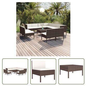 Tuinmeubelen - Loungeset modulair - Bruin - PE-rattan - 60x60x35 / 57x69x69 / 69x69x69 - Inclusief