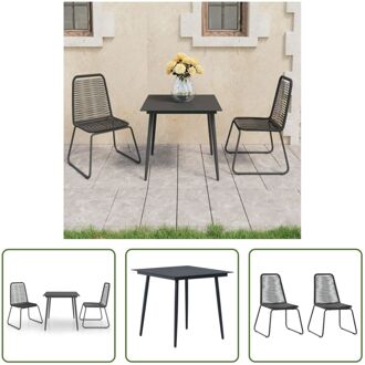 Tuinmeubelen - Tuinstoel en Tafel Set - PVC-rattan - Zwart - 54x59x91 cm