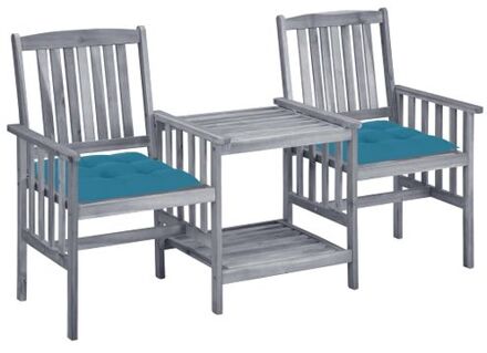 Tuinmeubelen - Tweezitstoel met tafeltje - Massief acaciahout - Grijs - 159 x 61 x 92 cm