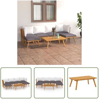 Tuinmeubelset Acaciahout - 90x55x35cm - Donkergrijs en Wit Bruin