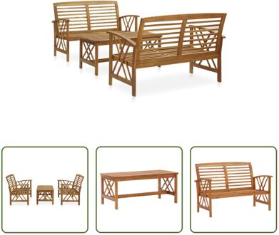 Tuinmeubelset - Acaciahout met olieafwerking - Tafel- 102x50x43cm - Bankje- 119x67x83cm - Zithoogte- Bruin