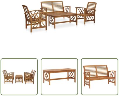 Tuinmeubelset - Acaciahout - Tafel- 102x50x43 cm - Bankje- 119x67x83 cm - Stoel- 59x67x83 cm Bruin