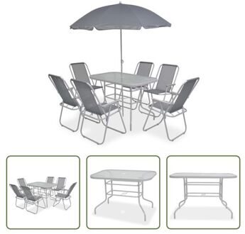 Tuinmeubelset Ancona - 8-delig - Grijs - 108x70x70 cm - Gepoedercoat staal