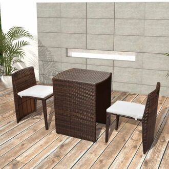 Tuinmeubelset - Bruin PE Rattan - Stalen Frame - 60x48x70 cm - Inclusief 2 stoelen en 2 kussens