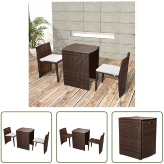 Tuinmeubelset - Bruin PE Rattan - Stalen Frame - 60x48x70 cm - Inclusief 2 stoelen en 2 kussens