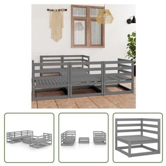 Tuinmeubelset Grenenhout Grijs - 70x70x67 cm - Inclusief 4 hoekbanken - 1 middenbank en 1 tafel