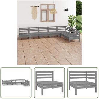 tuinmeubelset - grenenhout - modulair - grijs - 63.5 x 63.5 x 62.5 cm - 3 hoekbank 4 middenbank