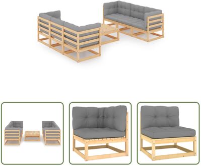 Tuinmeubelset Grenenhout - Modulair - Grijs - 70x70x67cm - 4 hoekbank 2 middenbank 1 tafel