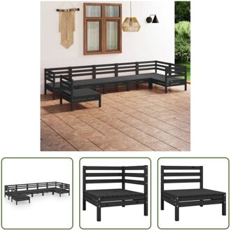 Tuinmeubelset - Grenenhout - Zwart - 63.5 x 63.5 x 62.5 cm - Modulair