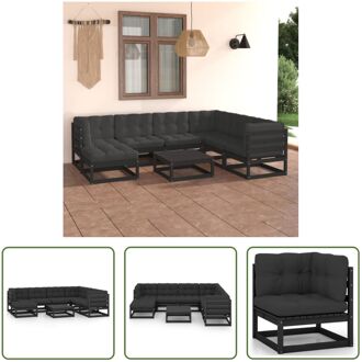 Tuinmeubelset - Grenenhout - Zwart - 70x70x67 cm - Inclusief kussens