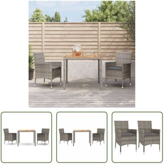 Tuinmeubelset - Grijs - Tafel- 90x90x75 cm - Stoel- 61x60x88 cm