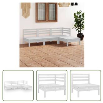 Tuinmeubelset - hout - grenenhout - wit - modulair - 4-delig - 63.5x63.5x62.5cm - 63.5x63.5x28.5cm